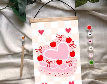 Valentines Cake Paint by Number kit DIY - Modern/ Classic Decorative Wall Art For Kitchen, Bar, Bedroom, Living Room, Home Office