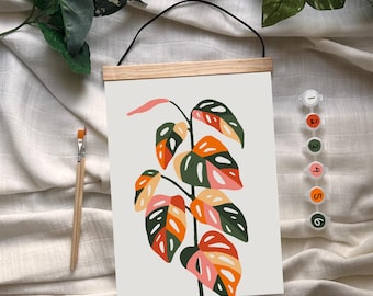 Boho Funky Monstera Plant Paint by Number kit DIY - Modern/ Classic Decorative Wall Art For Kitchen, Bar, Bedroom, Living Room, Home Office