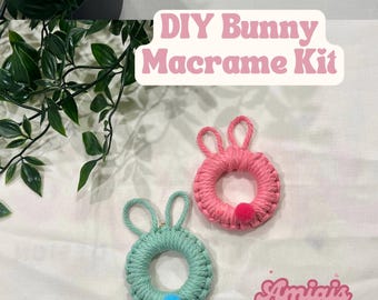 DIY Macrame Bunny Kit, Macrame Easter, DIY Easter Decor, Boho keychain, Diy Macrame Kit, Diy Kits For Adults K20