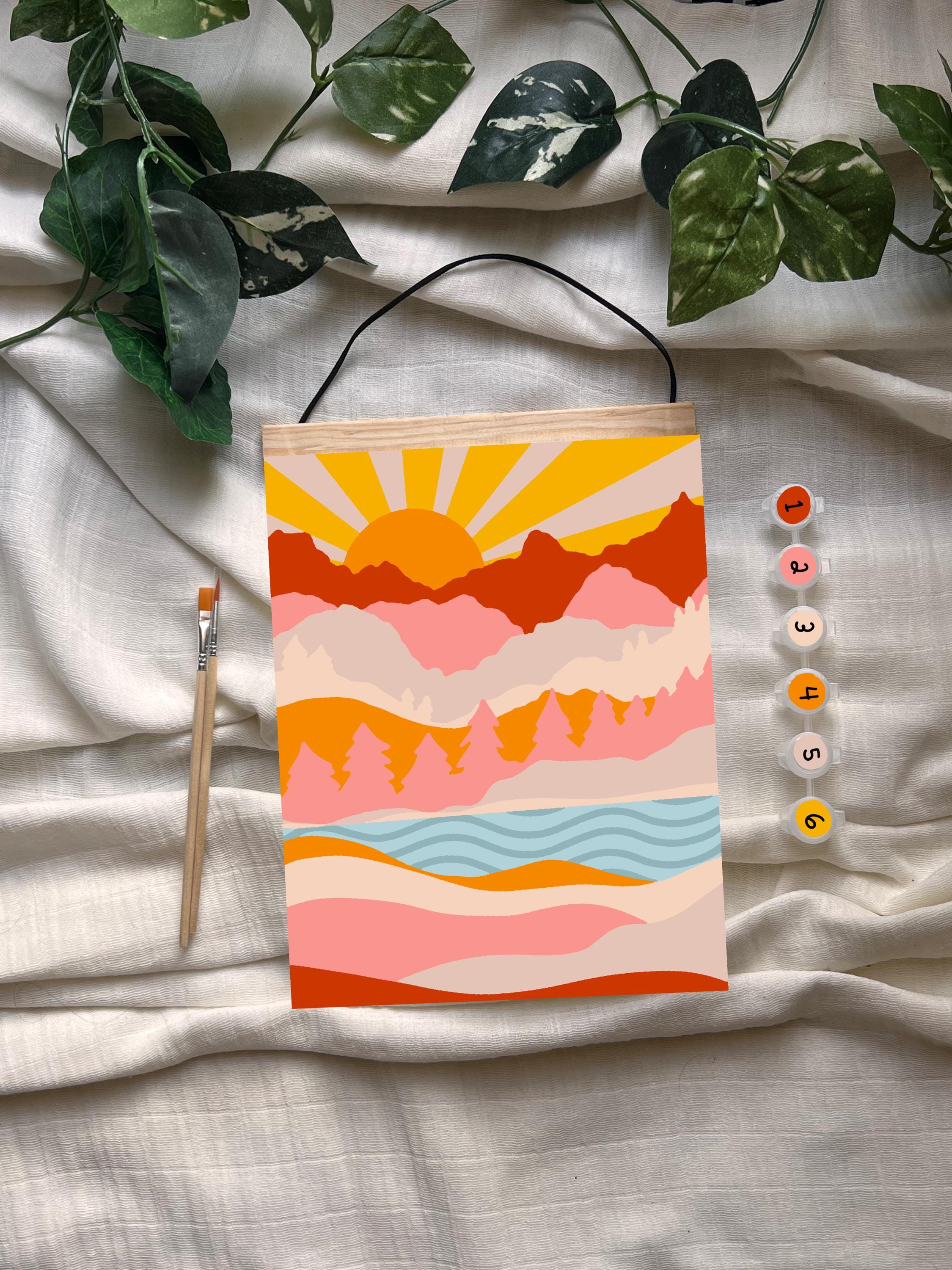 Mountain Sunset Paint by Number Kit: Easy Adult Craft