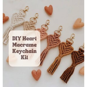 DIY Heart Macrame Kit, Macrame Mother&#39;s Day, DIY Heart Decor, Boho keychain, Diy Macrame Kit, Diy Kits For Adults K20