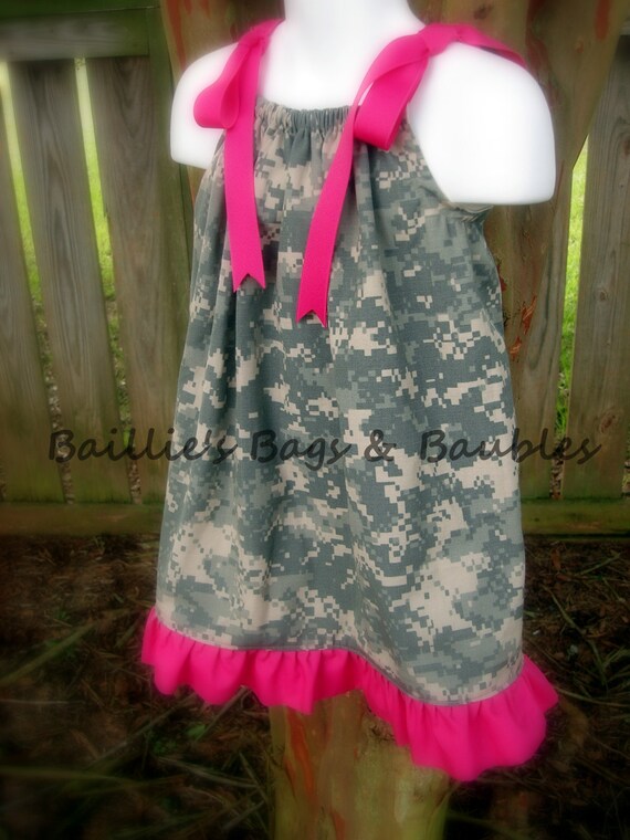 Items similar to Military Pillowcase Style Dress with Ruffle on Etsy