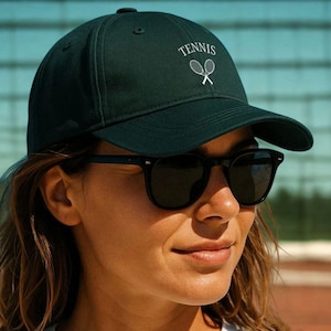 Tennis Club Logo Hat: Tennis Raquet -ethical Friendly Organic Cotton Cap For Tennis Lovers