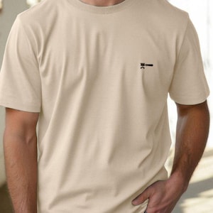 Barista herr-T-shirt i ekologisk bomull: Porta Filter-logotyp - Etiskt vänlig present till kaffeälskare