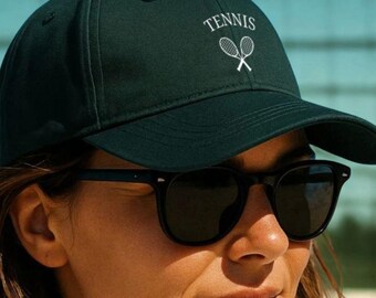 Tennis Racket Logo Cap: Organic Cotton Baseball Hat