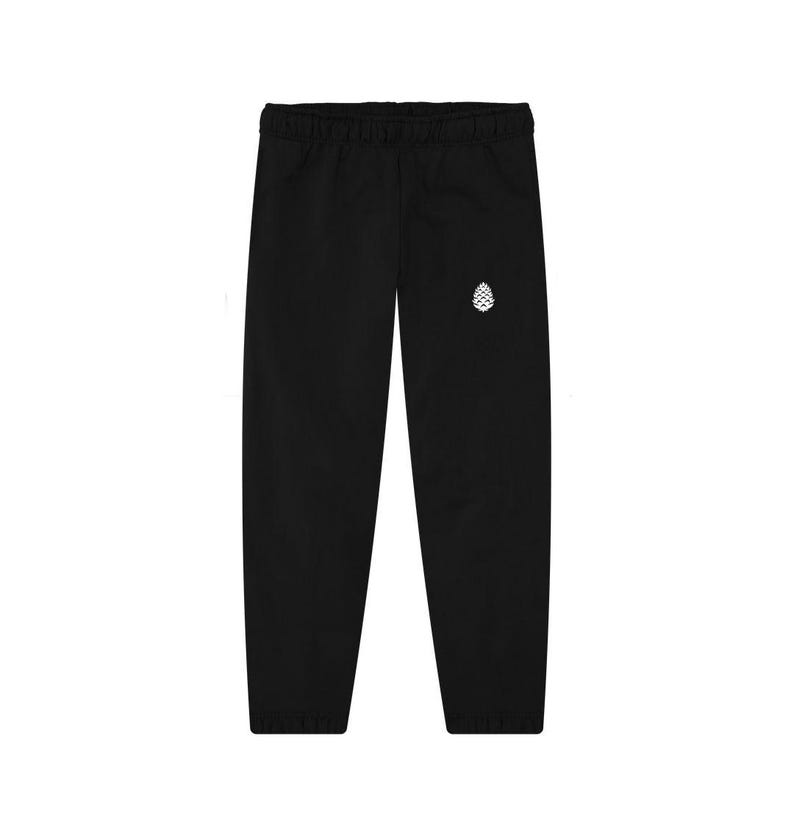 Unisex Organic Cotton Fleece Joggers | Pine Cone Evergreen Training Sweatpants| Athletic Training Bottoms | Baggy Sweatpants For Him Or Her Black