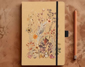 Autumn Flowers A5 Lined Notebook | Fall Foliage Botanical Journal |  Eco Friendly Recycled Materials
