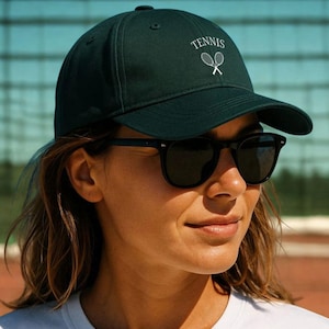 Tennis Racket Logo Cap: Organic Cotton Baseball Hat