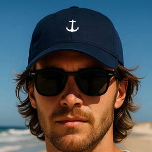 Organic Cotton Captain's Hat: Anchor Design, Sailing Cap
