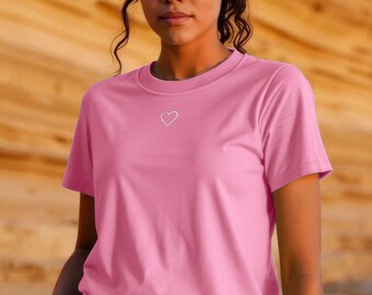 Organic Cotton Heart T-shirt: Vibrant Pastel Colors Women's Love Tee