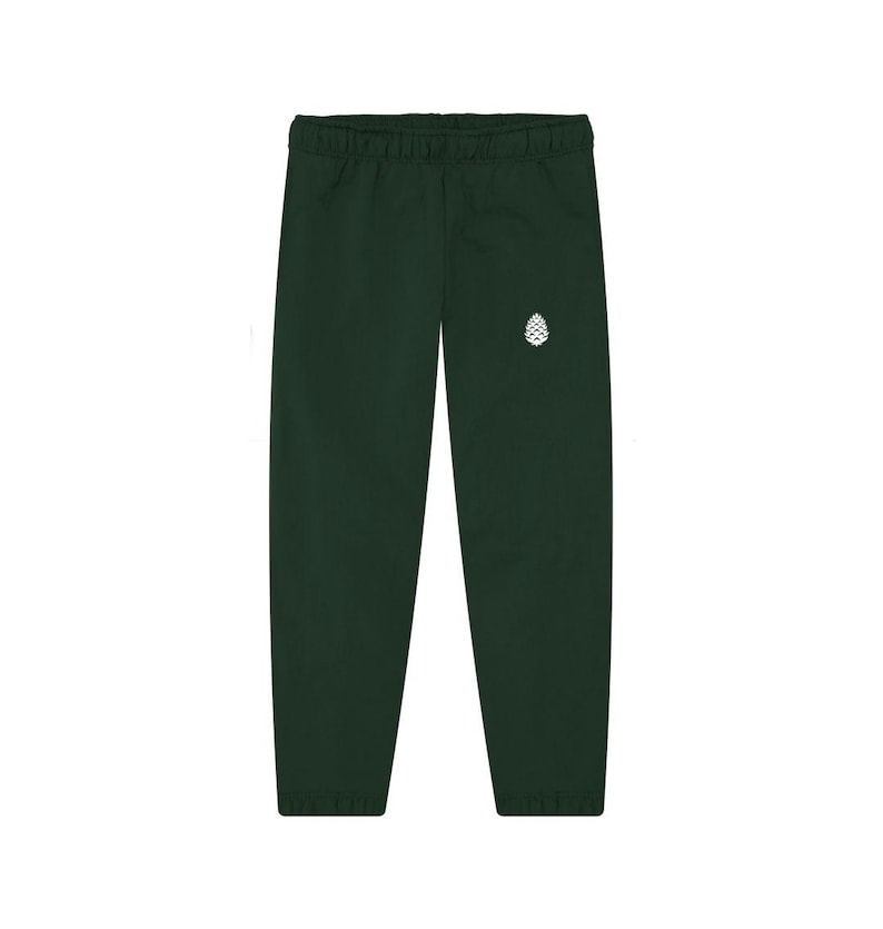 Unisex Organic Cotton Fleece Joggers | Pine Cone Evergreen Training Sweatpants| Athletic Training Bottoms | Baggy Sweatpants For Him Or Her Evergreen