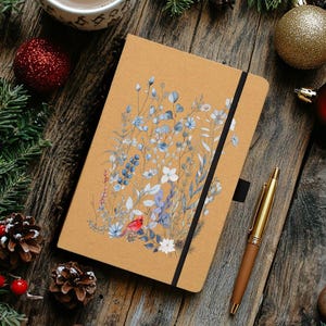 Winter Hues A5 Lined Notebook | Hibernal Flower & Foliage Botanical Journal |  Eco Friendly Christmas Gift Made From Recycled Materials