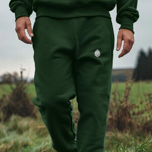 Unisex Organic Cotton Fleece Joggers | Pine Cone Evergreen Training Sweatpants| Athletic Training Bottoms | Baggy Sweatpants For Him Or Her image 1