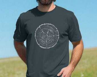 Herren-T-Shirt aus Bio-Baumwolle mit Baumringmotiv: Natur-Shirt