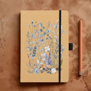 Rustic Nature A5 Notebook | Kraft Journal Winter Flowers, Foliage, And A Robin  | Inspirations Note Pad | Eco Friendly Gifts