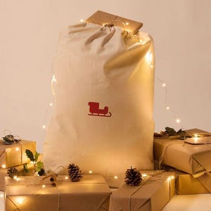 Santa's Sack Bag: Eco Friendly Resusable Drawstring Presents Bag