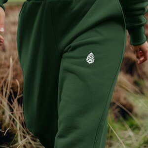 Unisex Organic Cotton Fleece Joggers | Pine Cone Evergreen Training Sweatpants| Athletic Training Bottoms | Baggy Sweatpants For Him Or Her image 2
