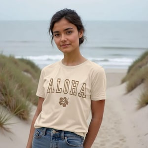 Girls Aloha Organic Cotton T- Shirt | Regular Fit Hawaii Tee | Hawaiian Vibes Top