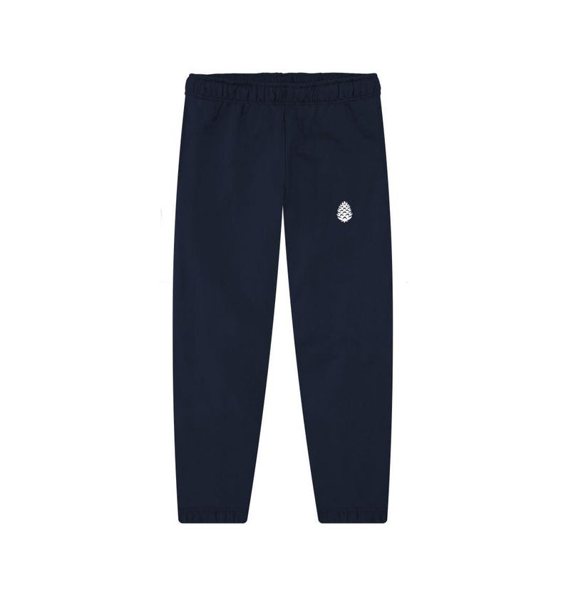 Unisex Organic Cotton Fleece Joggers | Pine Cone Evergreen Training Sweatpants| Athletic Training Bottoms | Baggy Sweatpants For Him Or Her Navy