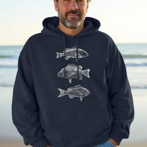 Felpa con cappuccio unisex in cotone biologico da pesca / Felpa comoda da pescatore