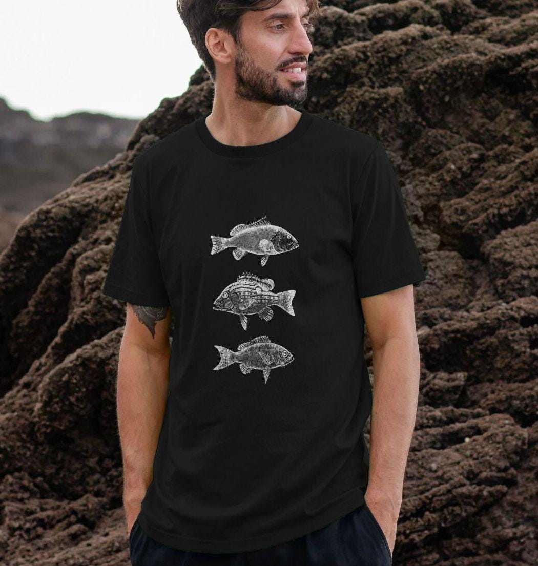 Salt Water Fish Organic Cotton Men's T-shirt | Fisherman's T-shirt | Ideal Angler Gift