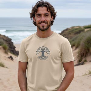 Celtic Tree Of Life-T-shirt heren, Crann Bethadh biologisch katoenen T-shirt