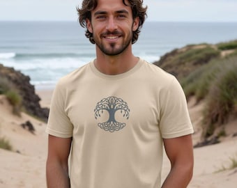 Celtic Tree Of Life Men's T-shirt, Crann Bethadh Organic Cotton Tee