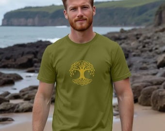 Mens Organic Cotton Celtic Tree T-shirt: Tree Of Life Tee