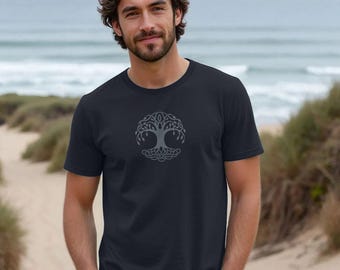 Celtic Tree Silhouette Tree Men's T-shirt Tree Of Life, Longevity, Wisdom Tee|  Made From Organic Cotton.