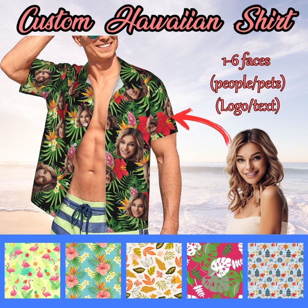 Bachelorette Party Gift, Custom Hawaiian Shirt for Man Woman, Personalized Hawaiian Button Shirt, Custom Hawaii Shirt with Face
