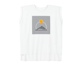 Sun over the Mountain Womens Flowy Rolled Cuffs Muscle Tee Original Design by Amy Says WTF