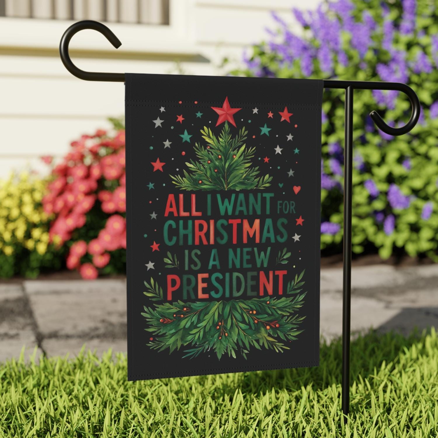 Discover All I Want For Christmas Garden Flag, Anti Trump Holiday Banner, New President Yard Decor, FDT Flag, Funny Liberal Xmas Gift