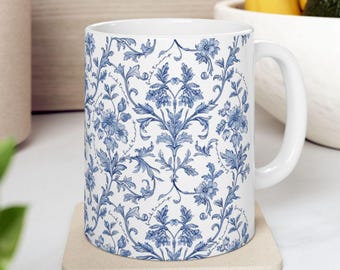 Subtle F*cK Trump Chinoiserie Ceramic Mug, Subtle F*ck Trump, Blue Floral Coffee Cup, FDT Gift, Feminist Tea Mug, Trump Sucks Satire Mug