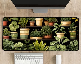 Plant Lover Desk Mat, Floral Desk Mat, Botanical Mouse Pad, Houseplants Mousepad, Nature Desk Decor, Garden Deskmat, Plant Desk Pad