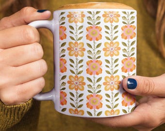 Subtle F*ck Trump Retro Floral Mug, Anti Trump Flower Coffee Mug, FDT, Liberal Democrat Gift, Anti Maga Cup, Political Cup, Feminist Mug
