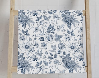 Subtle F*ck Trump Blue Floral Hand Towel, FDT Tea Towel, Chinoiserie Towel, Home Decor Humor, Sarcastic Liberal Gift, FDT Kitchen Towel