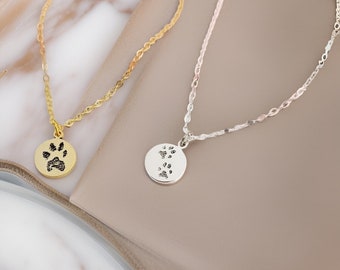 Paw Print Necklace • Custom Pet Paw Print Necklaces • Personalized Gift for Lovers • Pet Memorial Gift • Dog Necklace • Cat Necklace