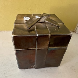 Silver Plate Christmas Gift Box Holiday Decor Collectible Red Lined