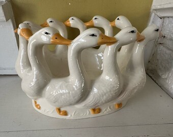 Holland House of Accents Ceramic Ducks Duck Flock Raft Waddling Bowl Planter