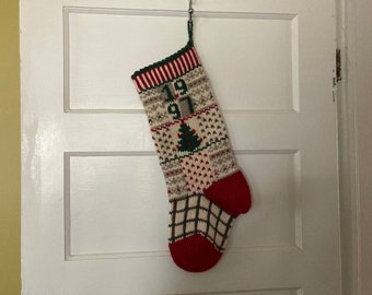 1997 Eddie Bauer Vintage Heirloom Handknit Stocking | Rustic Chic Wool