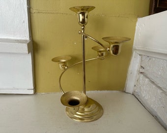 Spiral Candlestick Candle Holder Gold Metal Centerpiece Mantle Decor