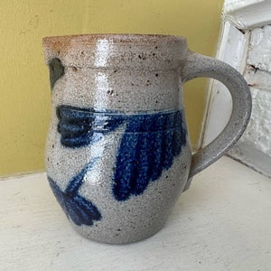 Rowe Pottery Works 1986 Cambridge Wisconsin Salt Glaze Cobalt Pitcher