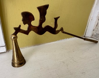 Brass Christmas Candle Snuffer Angel Cherub Long Handle Hinged