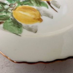 Vintage Handpainted Lemon Nappy Dish Plate PEARL Mark Gold Handle image 4