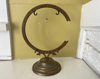 Etched Brass Gong Stand ONLY / Altar Display Decor / Meditation / Kong Cong Ra Kah Chime Alarm Peal Knell Toll Signal Tocsin Chieng Luo