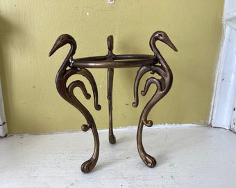 Abstract Brass Bird Display Stand / Flamingo Crane