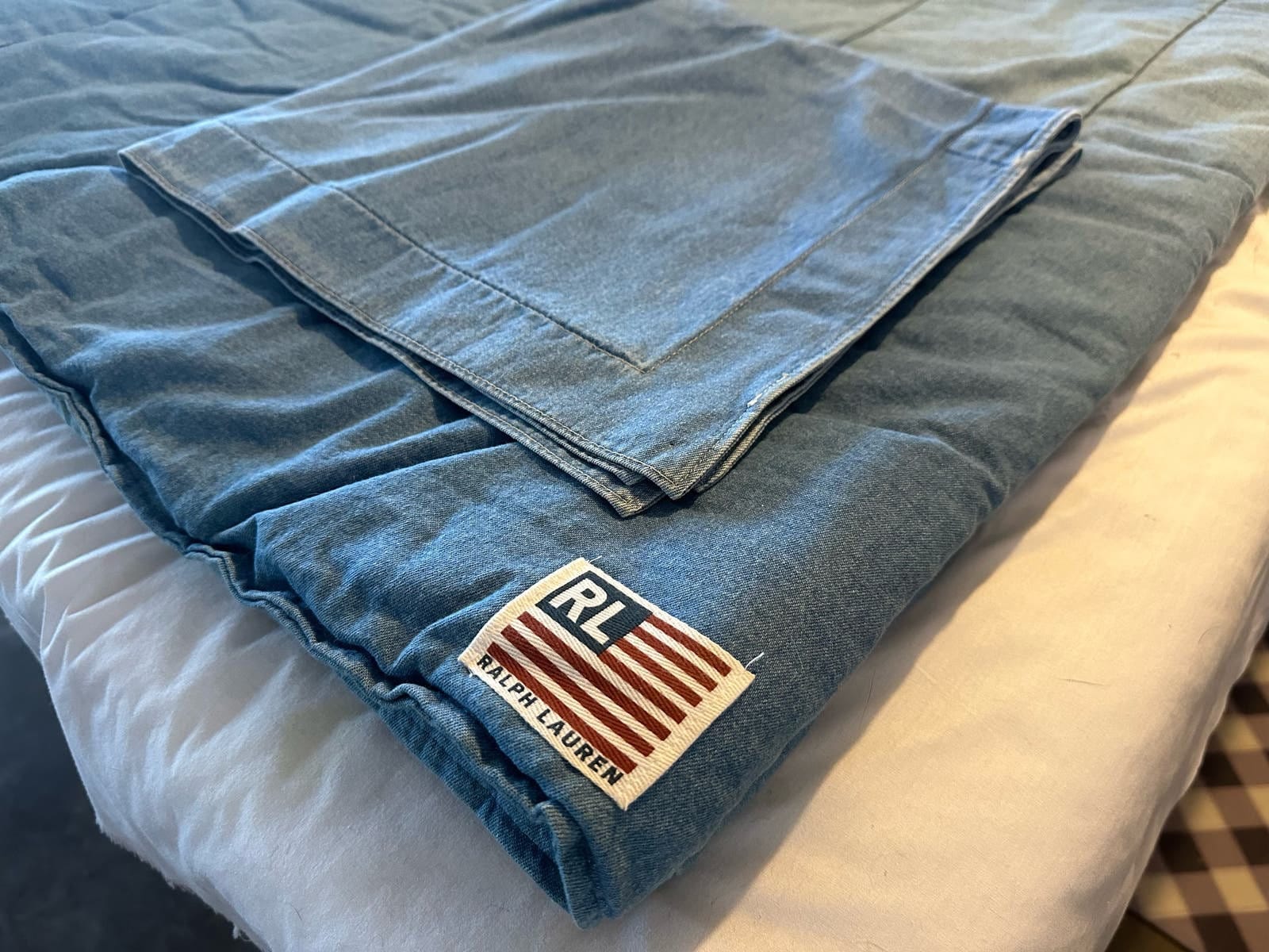 Ralph Lauren Vintage Denim Jean Comforter Twin Size Flag Logo W Original Sham Etsy
