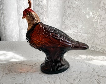 Vintage Avon Quail Pheasant Bird Perfume Glass Bottle Container, Empty