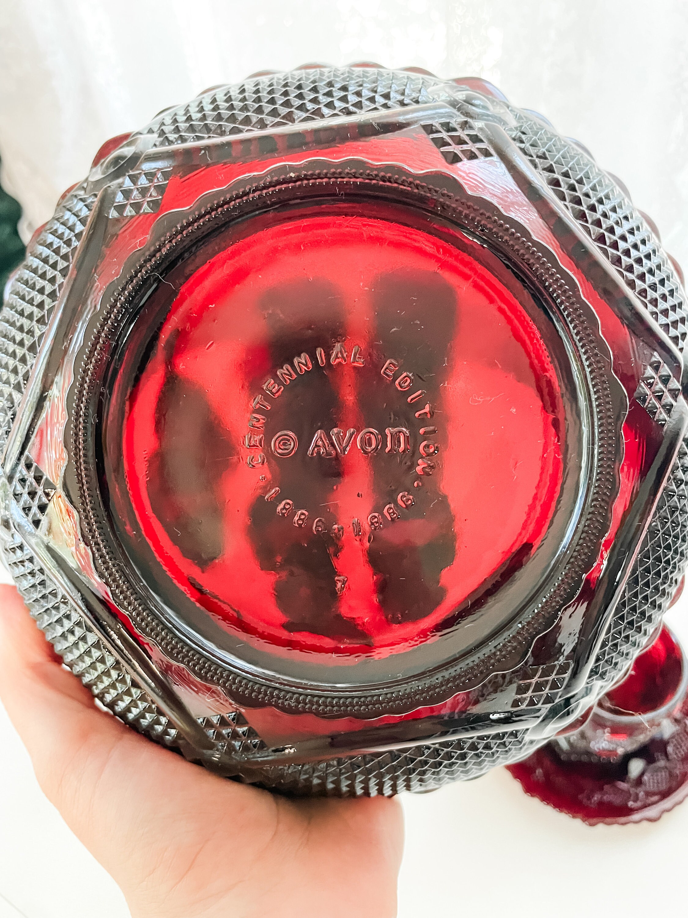 Vintage 1970s Avon Cape Cod Ruby Red 1886-1986 Centennial Edition