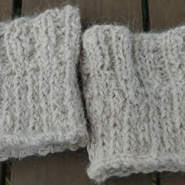 Knit Boot Cuffs for Short Boots, Cream Color 100% Llama Yarn